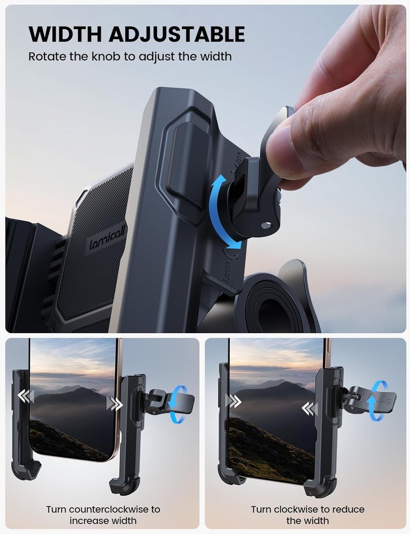 Lamicall Motorcycle Bike Phone Mount - [No Block Camera] [1s Lock] Bike Cell Phone Holder Clamp, Bicycle Scooter Handlebar Clip, for iPhone 17 16 15 14 Pro Max, Galaxy S25 S24 Ultra, 4.7-7" Phones - Image 4